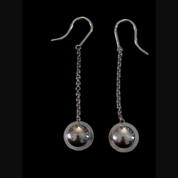 Tiffany & Co. Ag925 Sterling Silver City Hardware 10mm Ball 1.9" Dangle Earrings - Picture 1 of 7